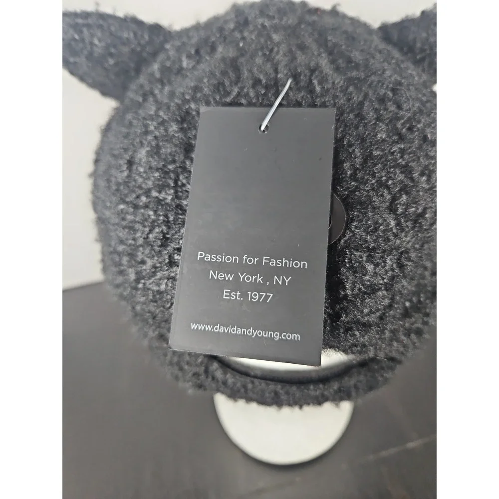 David And Young Cap Black Cat With Ears, Fuzzy, Strap Back, New With Tags